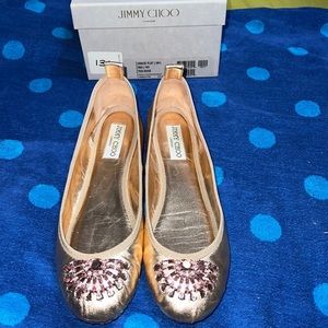 Jimmy Choo Grace ballet rose gold leather flats. 39 1/2= 9US